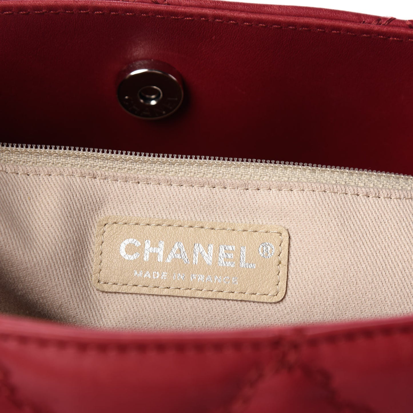 Calfskin Double Stitch Large Hamptons Shopping Tote Red