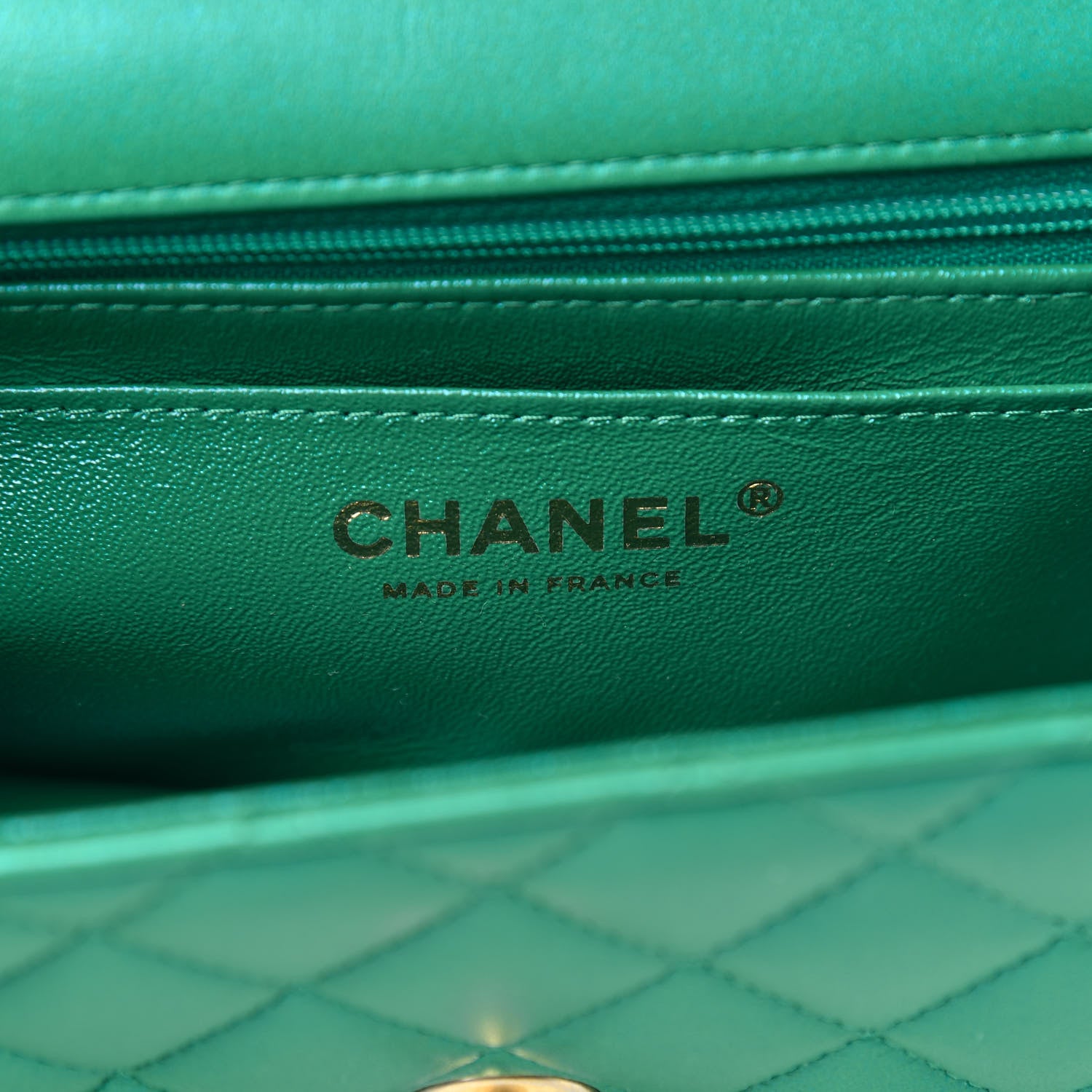 Chanel Iridescent Lambskin Quilted Mini Top Handle Rectangular Flap Green 6 of 11