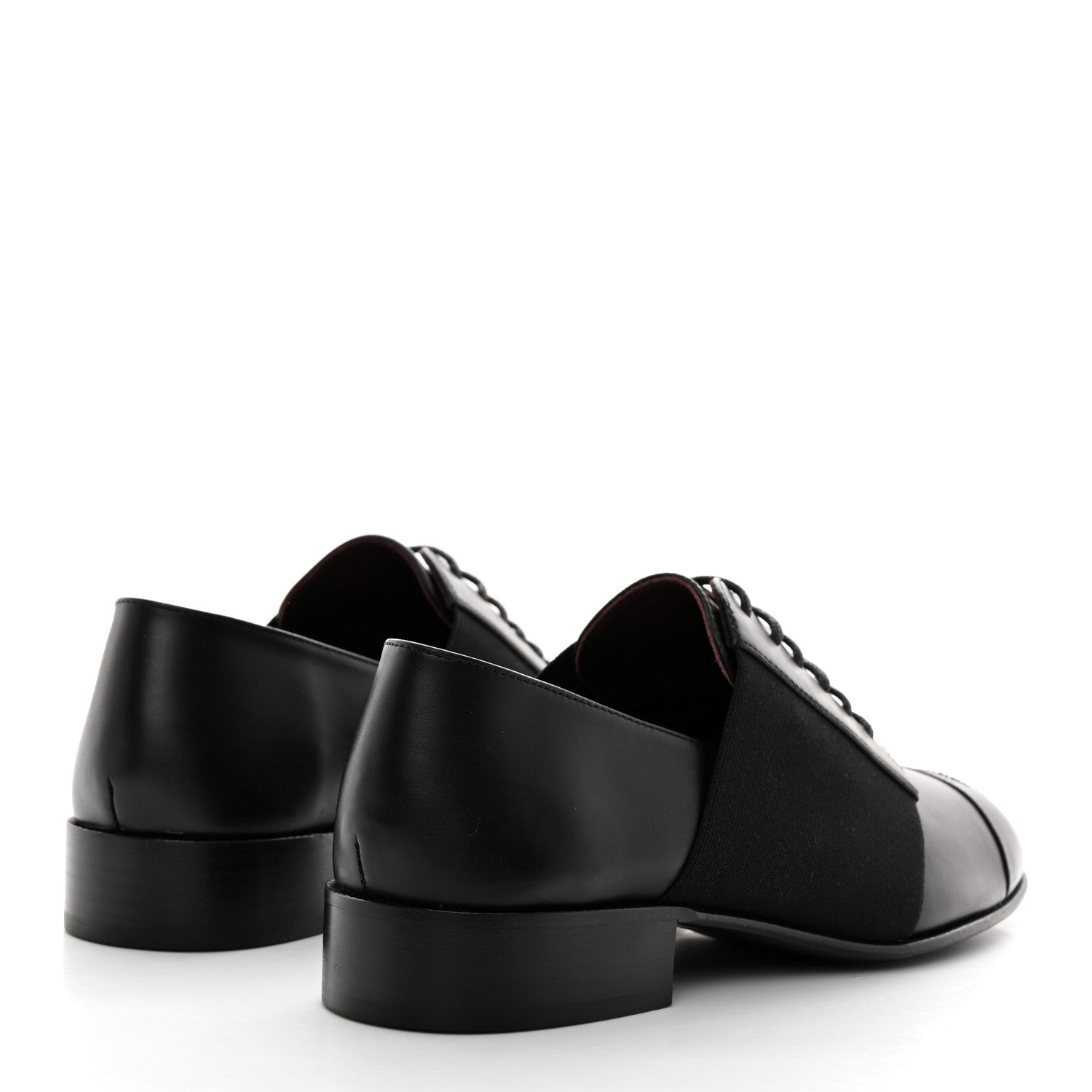Chanel Calfskin Elastic Lace Up Cap Toe CC Loafers 36 Black 4 of 9