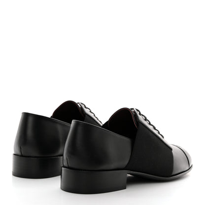 Chanel Calfskin Elastic Lace Up Cap Toe CC Loafers 36 Black 4 of 9