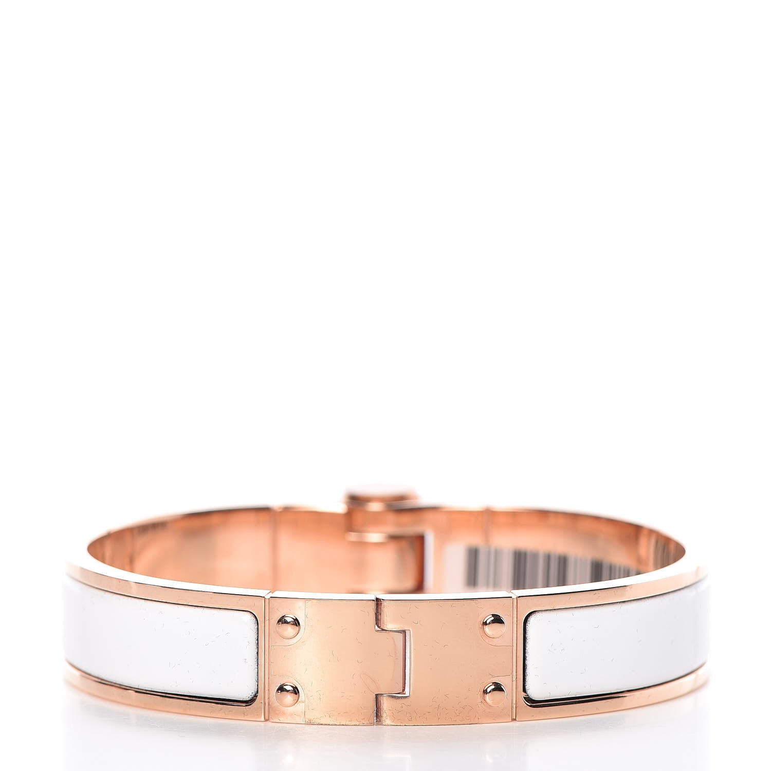 Hermes Enamel Charniere Uni Narrow Hinged Bracelet S White 3 of 6