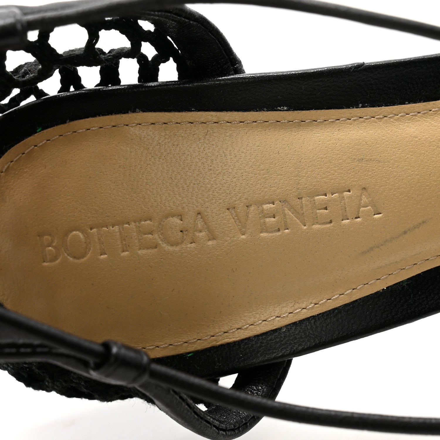 Bottega Veneta Mesh Nappa Stretch Ankle Tie Sandals 36 Black 6 of 7