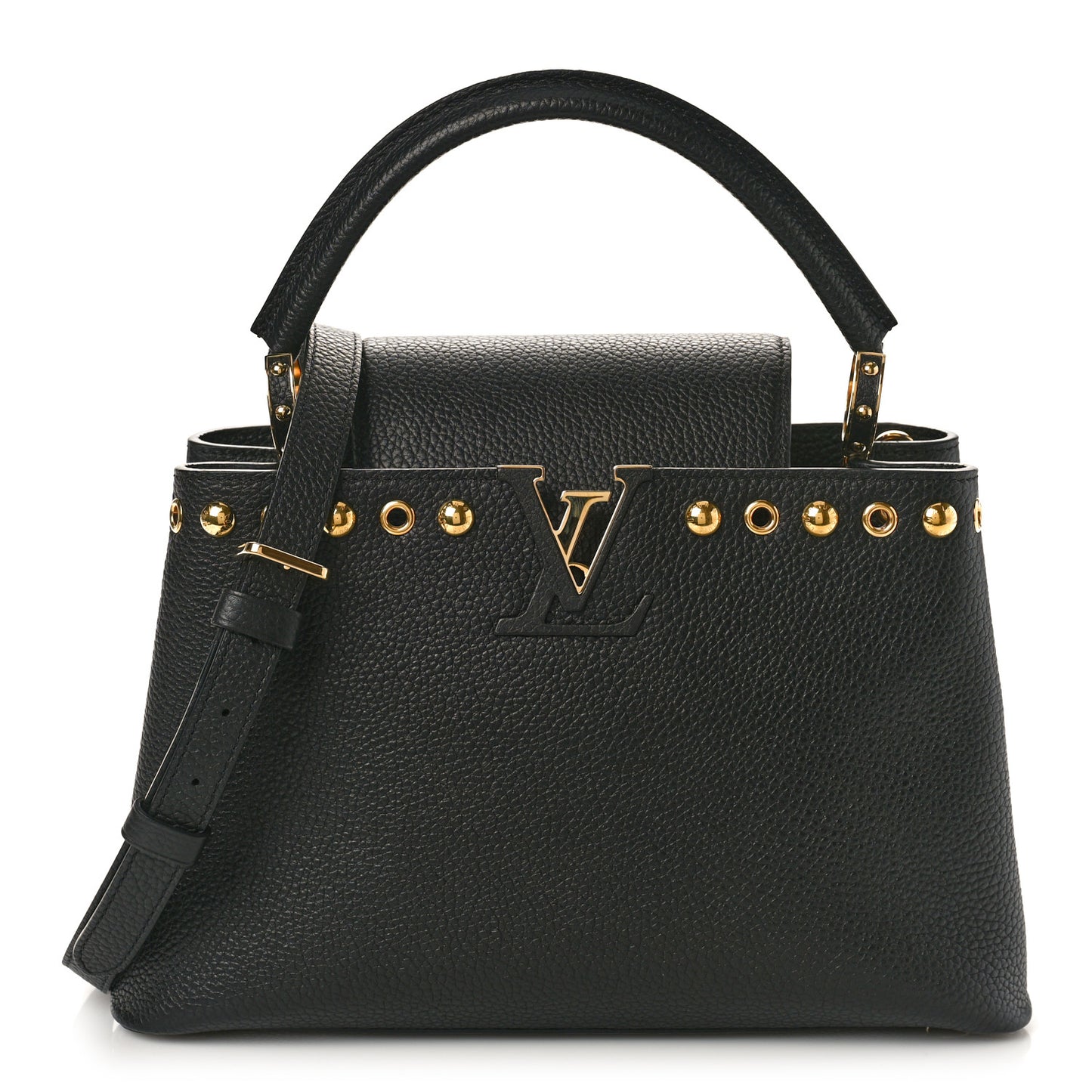 Taurillon Studded Capucines PM Black
