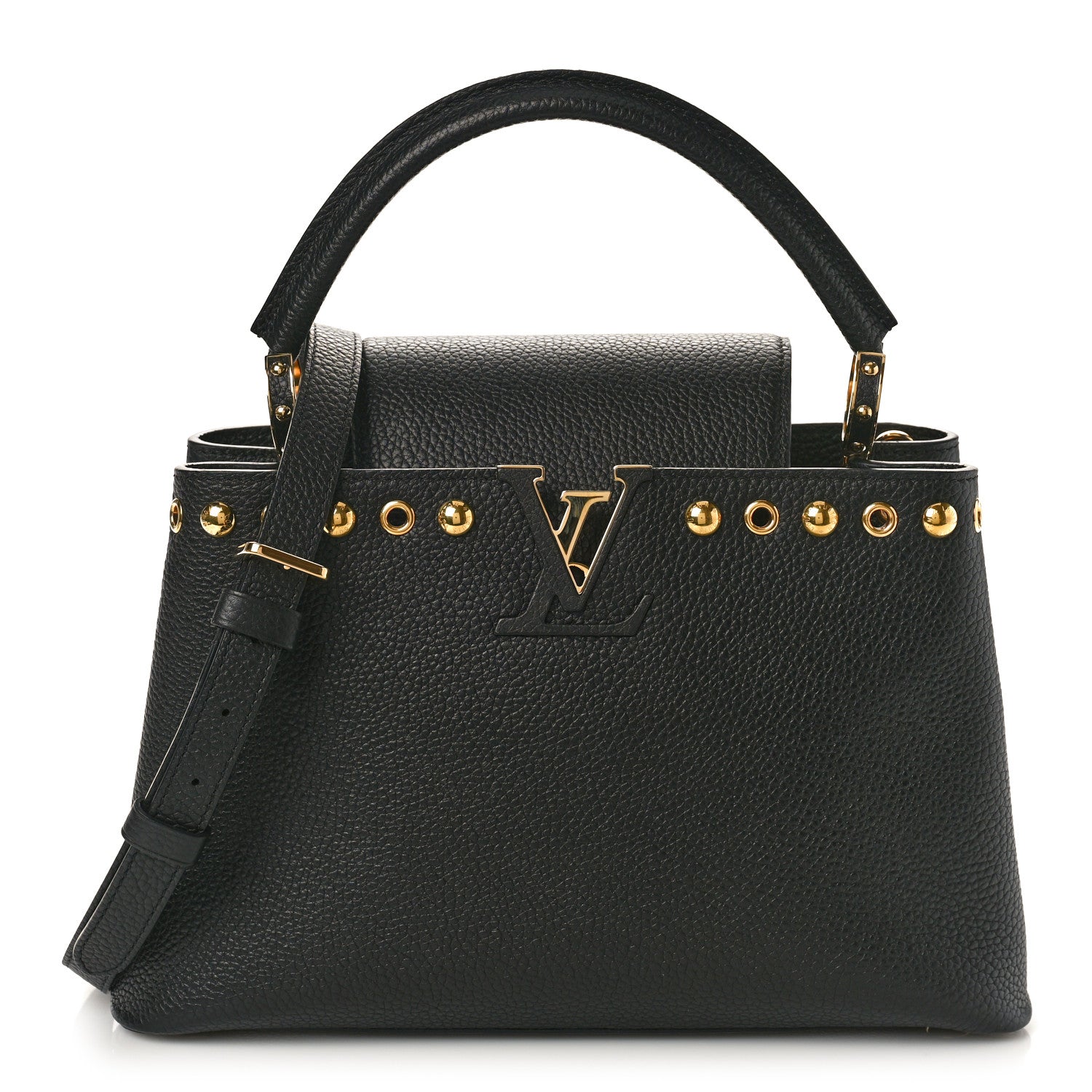 Louis Vuitton Taurillon Studded Capucines PM Black 1 of 9