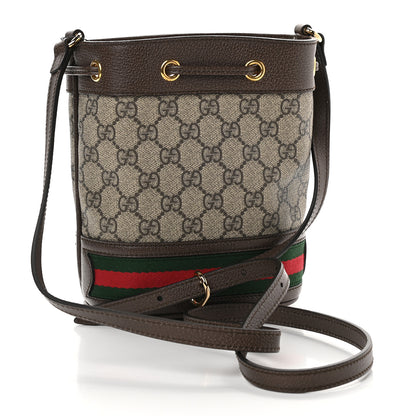 Gucci GG Supreme Monogram Web Mini Ophidia Bucket Bag Brown 3 of 9