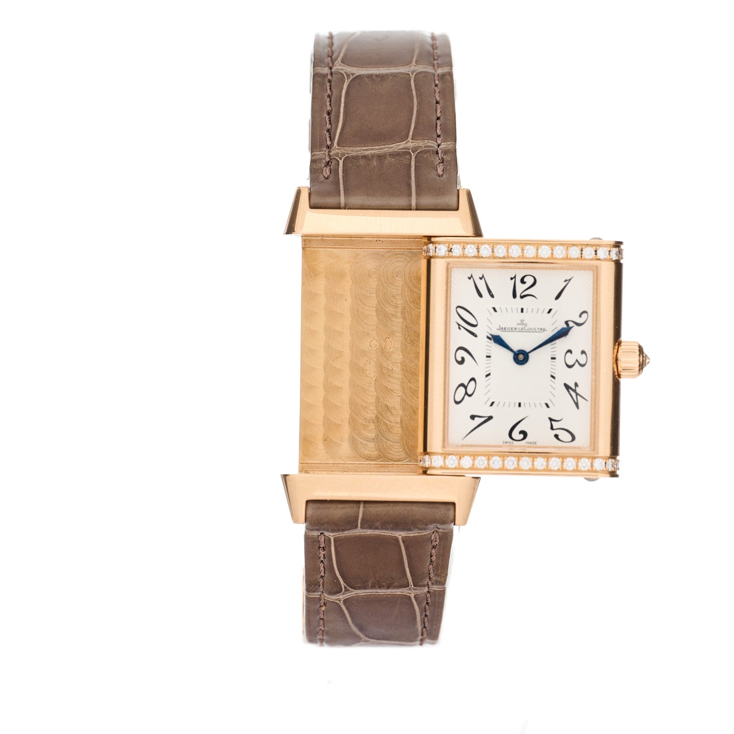 Jaeger-LeCoultre 18K Rose Gold Diamond 23mm Reverso Classic Duetto Manual Winding Watch Q2562402 2 of 7