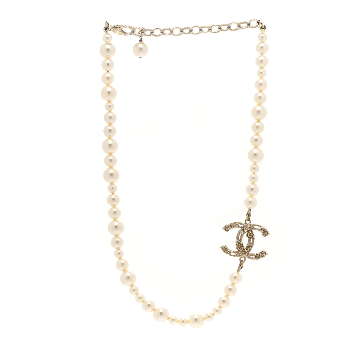 Chanel Pearl Crystal CC Choker Necklace Gold 3 of 6