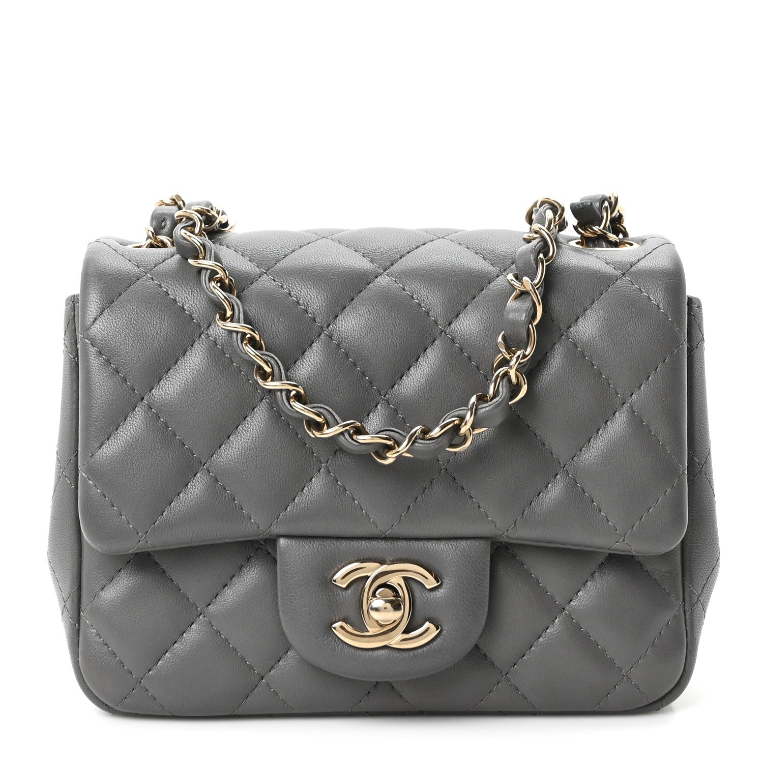 Chanel Lambskin Quilted Mini Square Flap Dark Grey 1 of 10