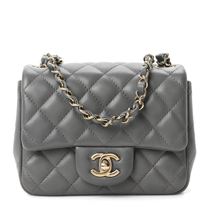 Chanel Lambskin Quilted Mini Square Flap Dark Grey 1 of 10