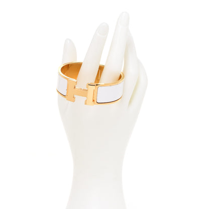 Hermes Enamel Wide Clic Clac H Bracelet GM White 2 of 6