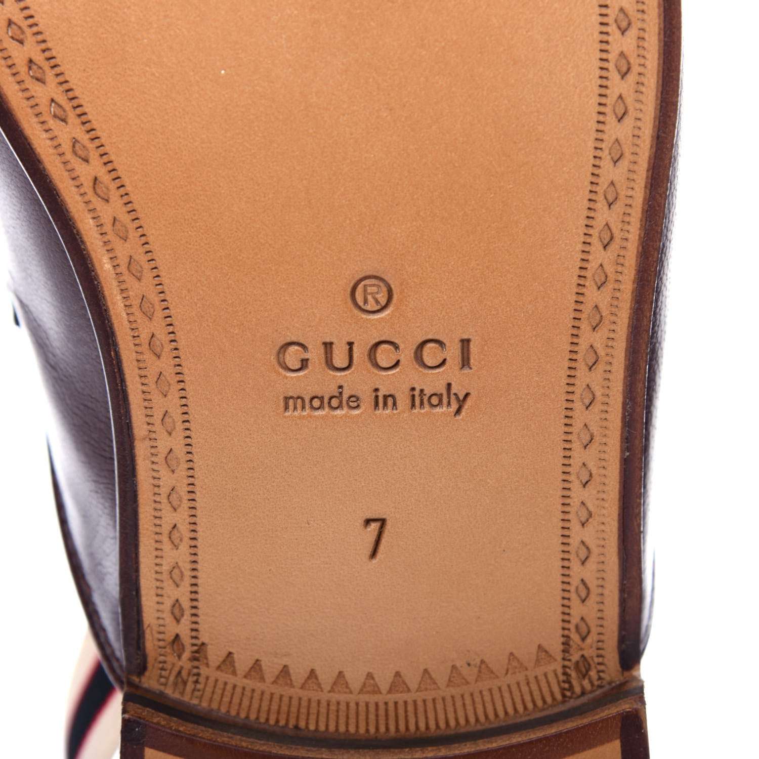 Gucci Goatskin Stripe Mens Horsebit Slingback Slippers 7 Brown 9 of 11