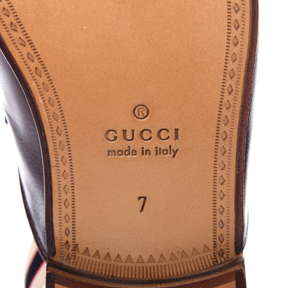 Gucci Goatskin Stripe Mens Horsebit Slingback Slippers 7 Brown 9 of 11