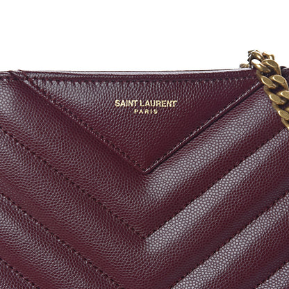 Saint Laurent Grain de Poudre Matelasse Chevron Small Tribeca Shopping Bag Rouge Legoin 11 of 11