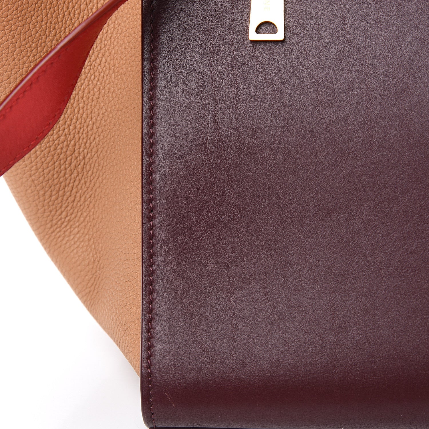 Celine Satin Baby Grained Calfskin Small Tri-Color Trapeze Carmin 8 of 13