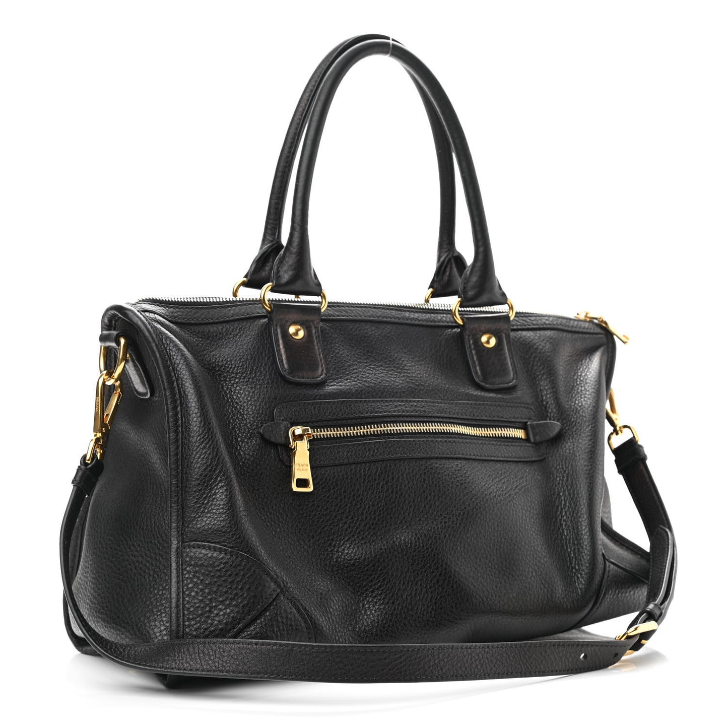 Vitello Daino Shopping Satchel Black