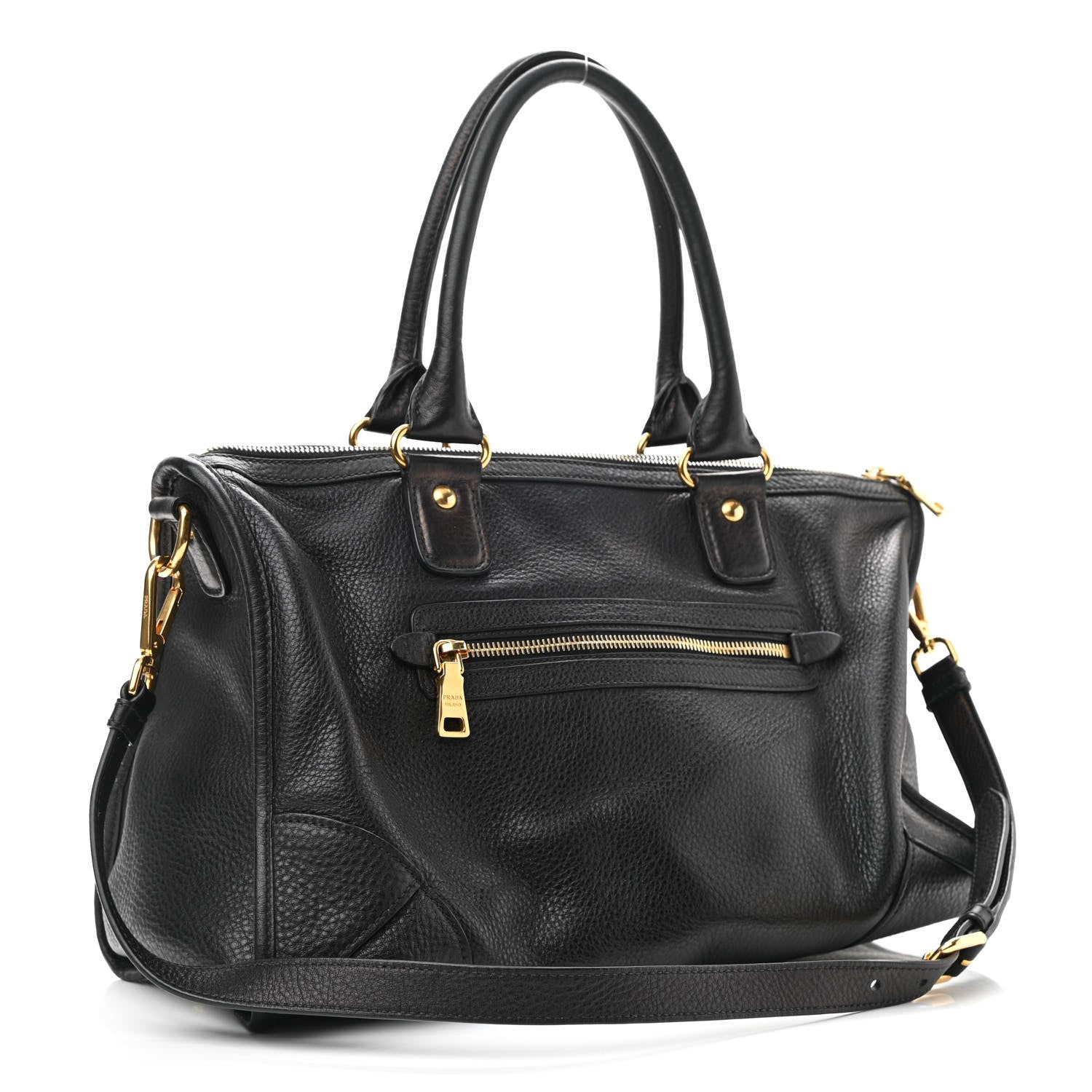 Prada Vitello Daino Shopping Satchel Black 3 of 12