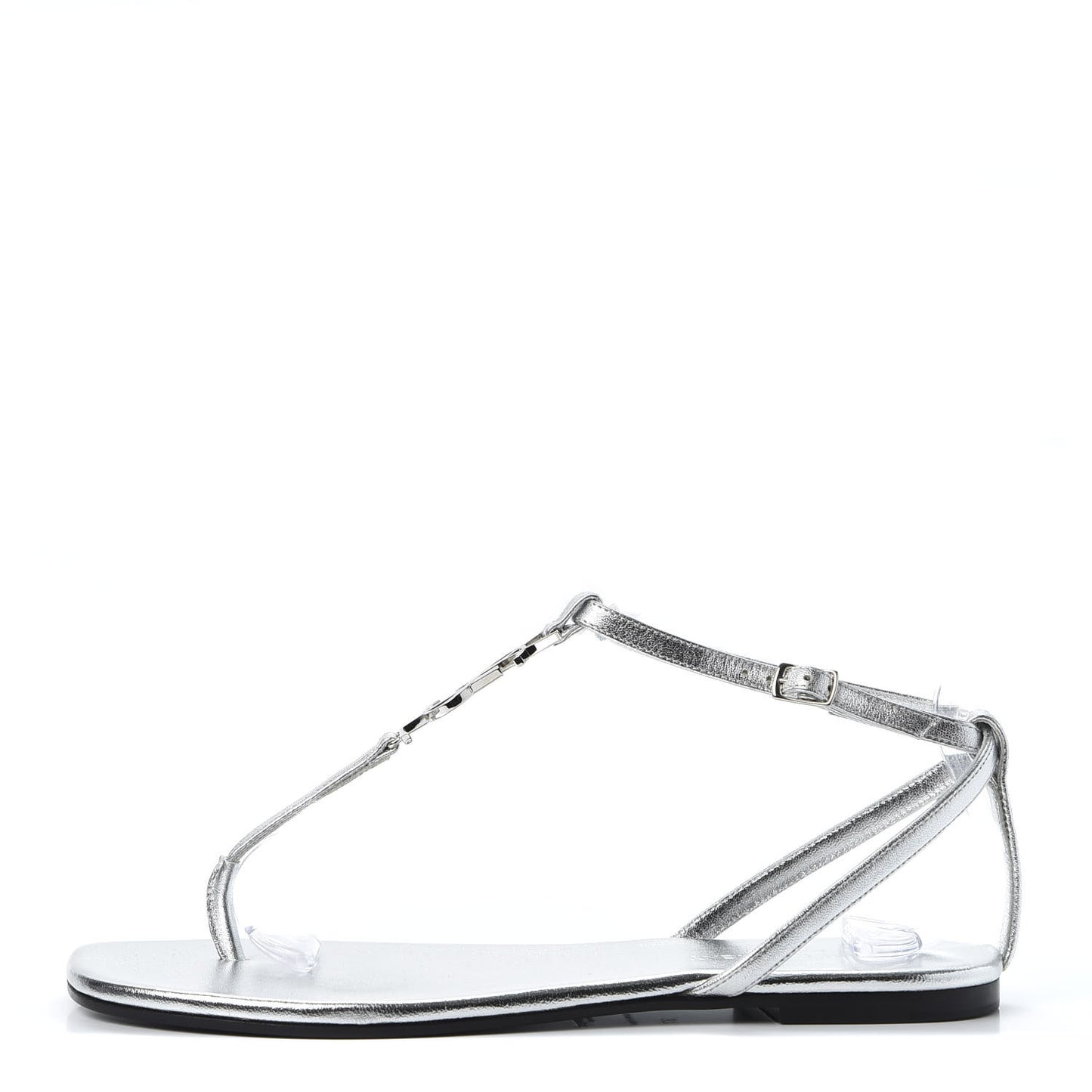 Metallic Lambskin Nu Pieds 05 Thong Sandals 37 Argento