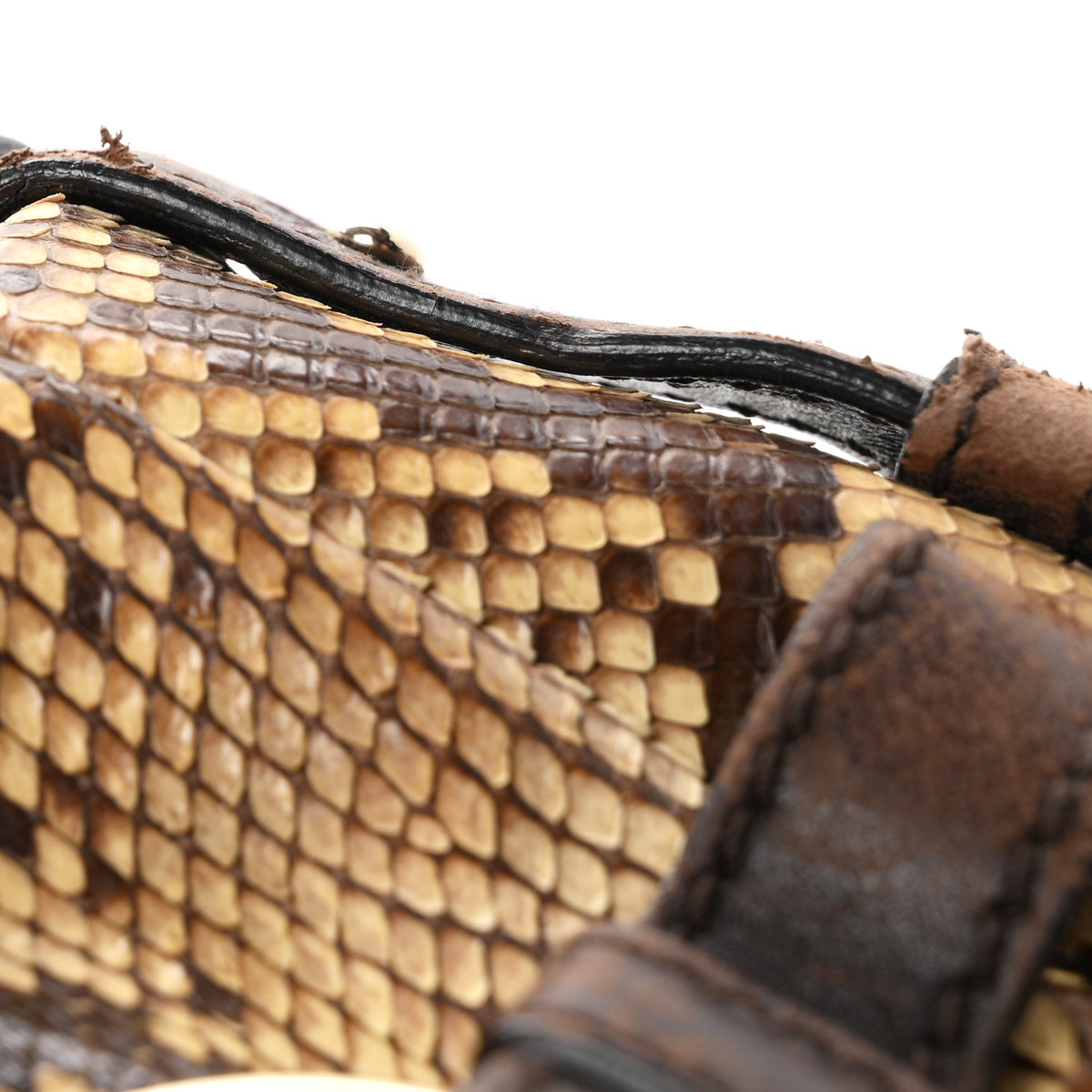 Snakeskin Saharienne Shoulder Bag Brown