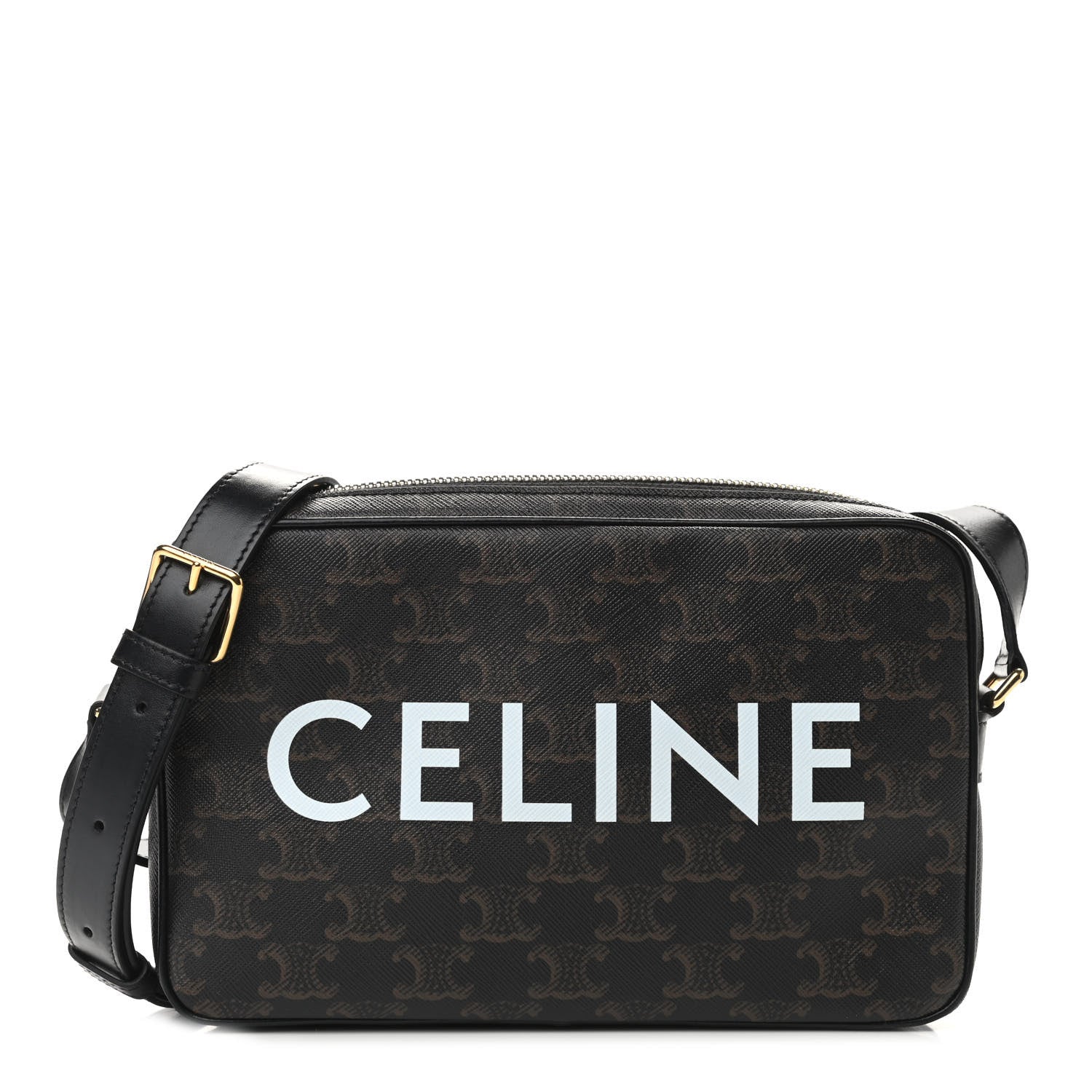 Celine Triomphe Canvas Medium Messenger Bag Black 1 of 9