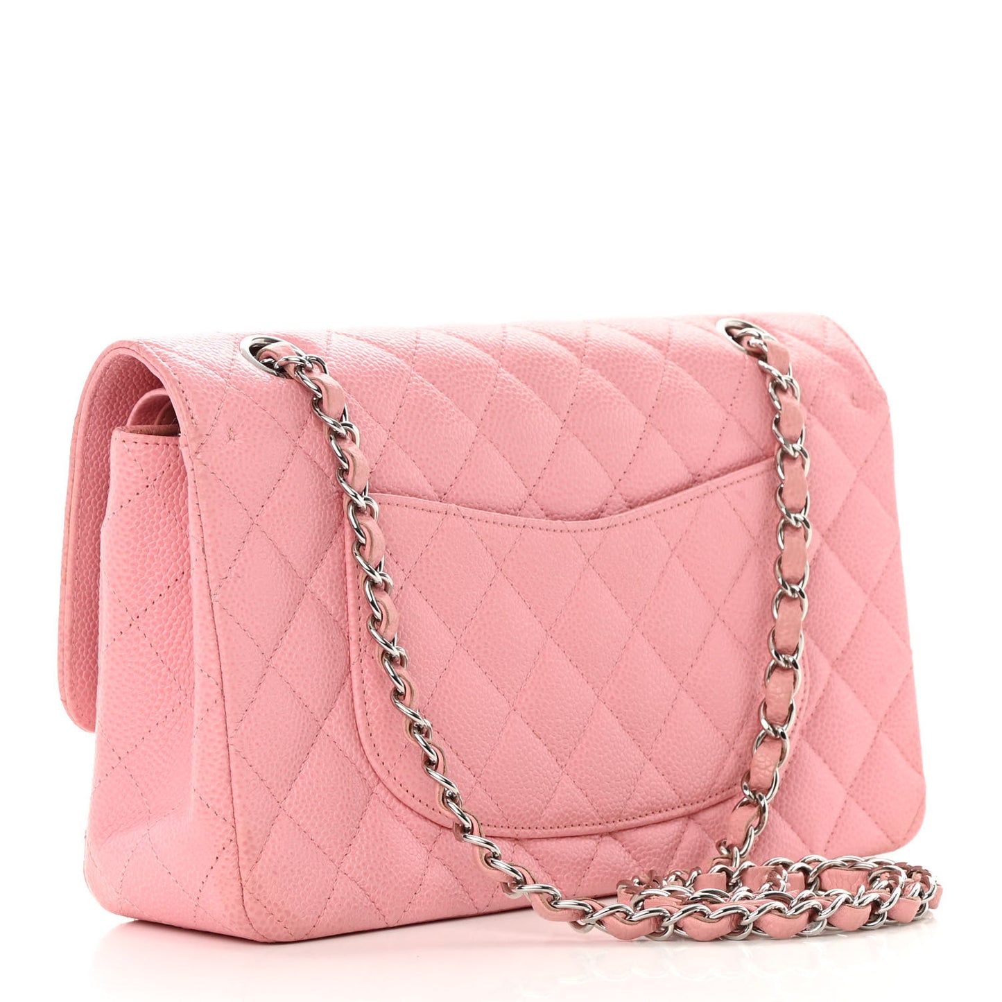 Caviar Quilted Medium Double Flap Light Pink
