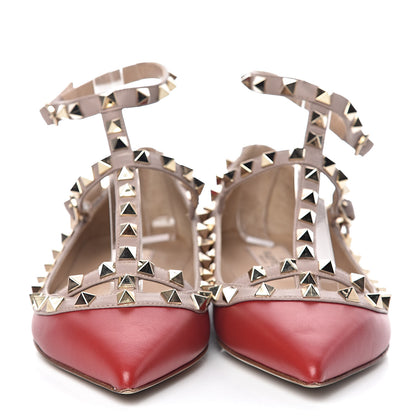 Valentino Garavani Calfskin Nappa Rockstud Cage Ballerina Flats 37 Rosso Valentino Poudre 2 of 8