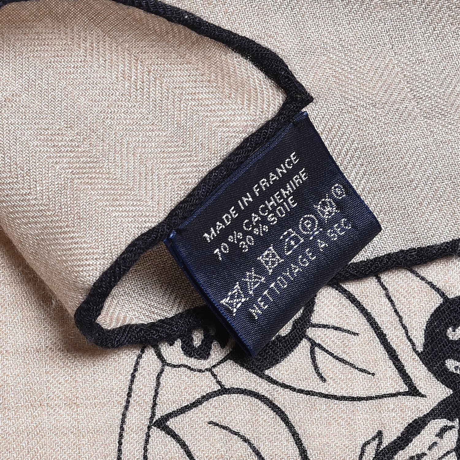 Hermes Cashmere Silk Jungle Love Tattoo Shawl 140 Natural Bleu Black 6 of 7