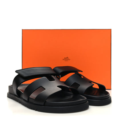 Hermes Calfskin Womens Chypre Sandals 38 Black 9 of 9