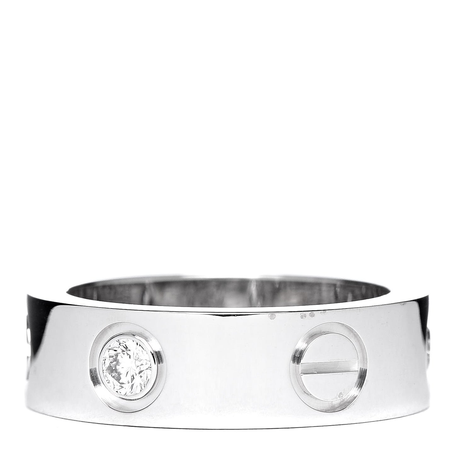 18K White Gold 3 Diamond 5.5mm LOVE Ring 48 4.5