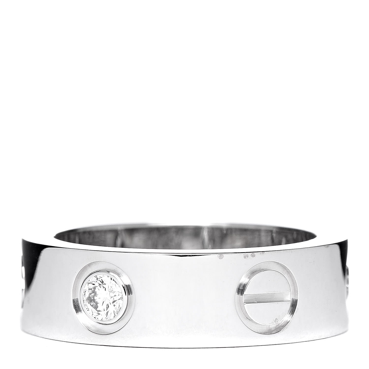 Cartier 18K White Gold 3 Diamond 5.5mm LOVE Ring 48 4.5 3 of 7