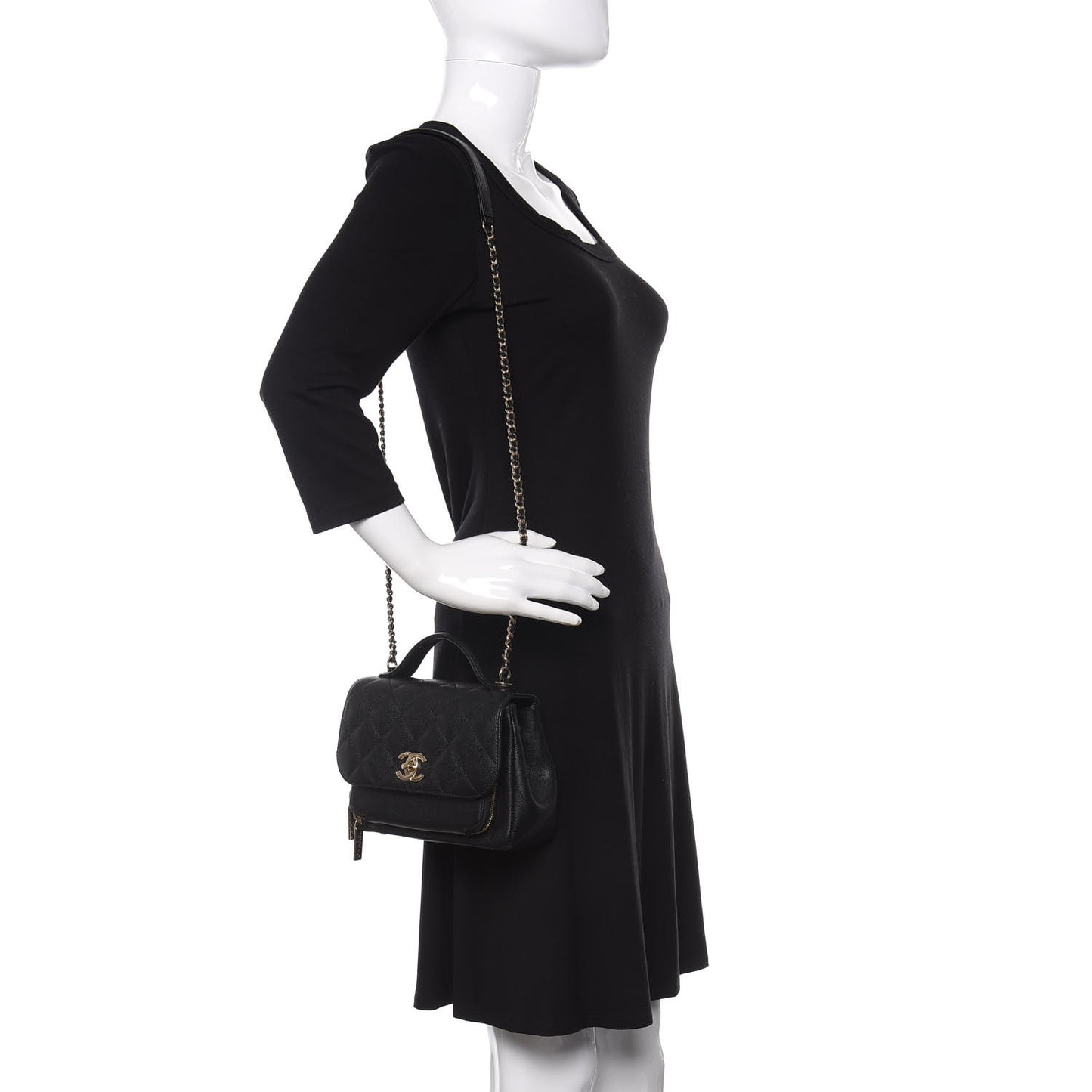 Caviar Quilted Small Business Affinity Flap Black