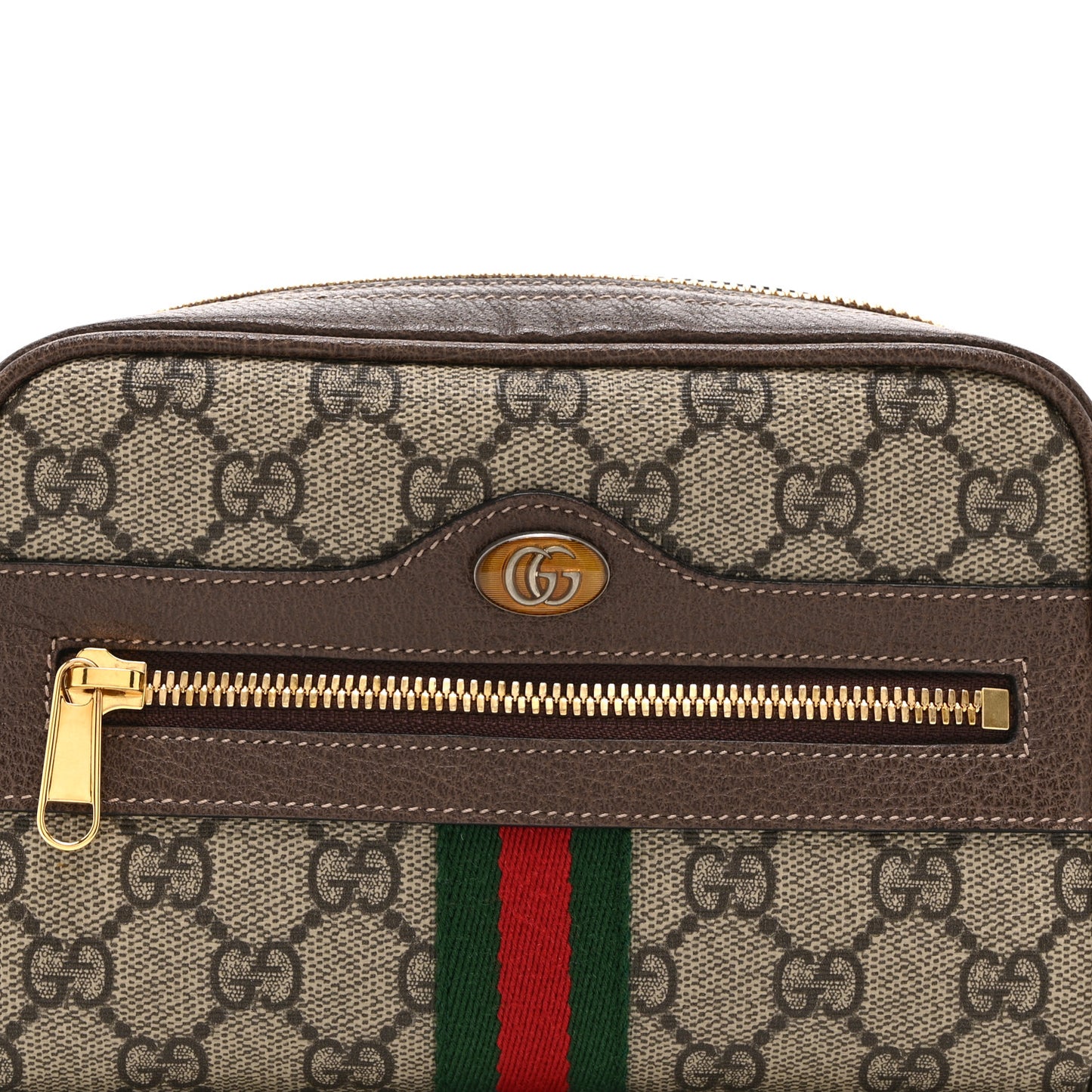 GG Supreme Monogram Web Small Ophidia Belt Bag 85 34 Dark Brown