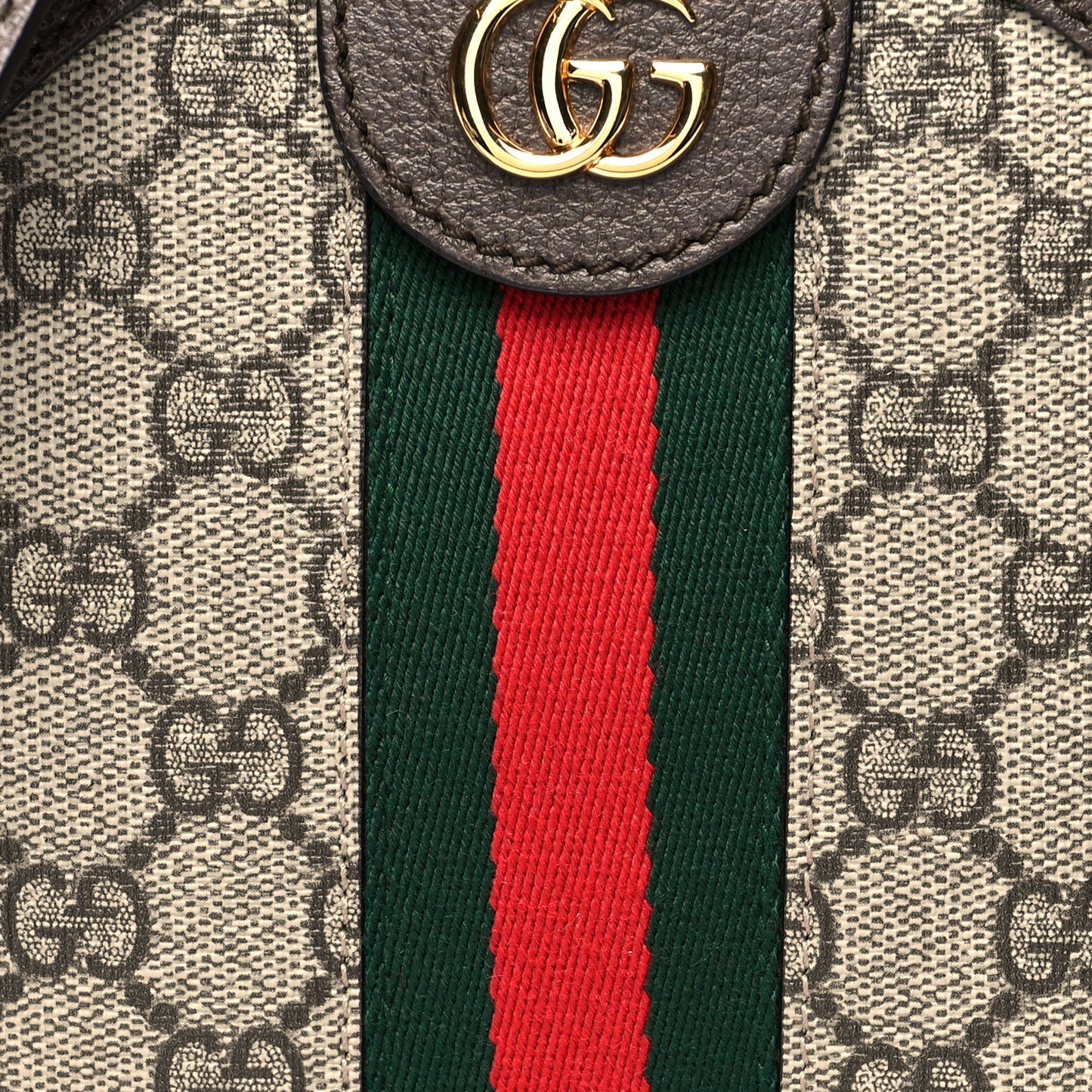 GG Supreme Monogram Web Mini Ophidia Round Shoulder Bag Brown