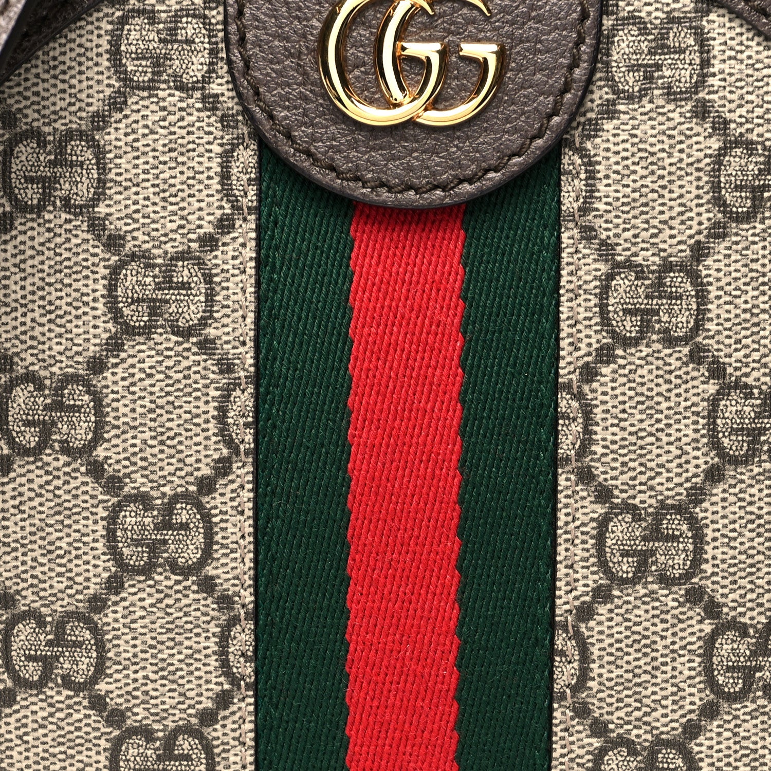 Gucci GG Supreme Monogram Web Mini Ophidia Round Shoulder Bag Brown 9 of 11