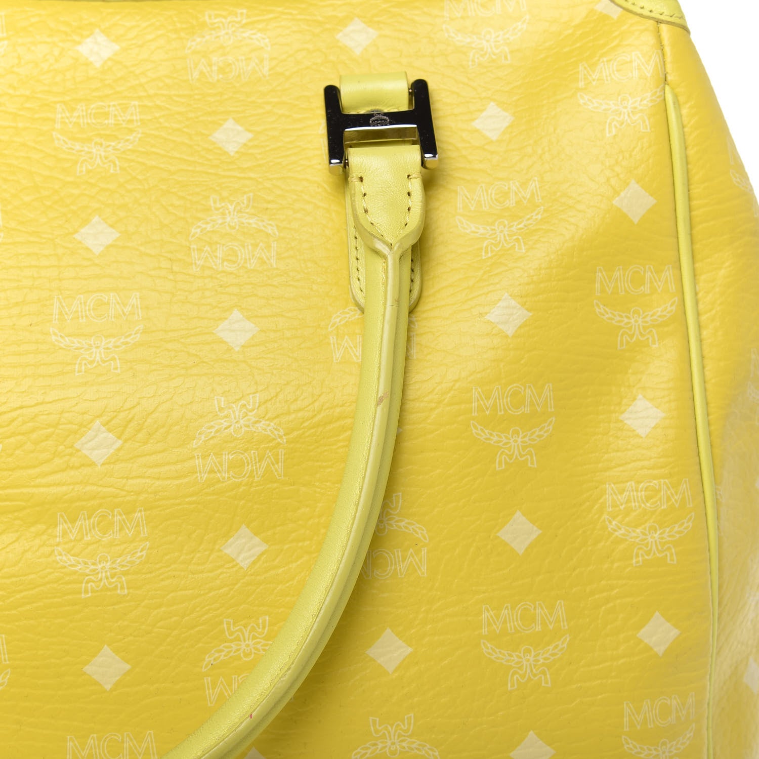 MCM Visetos Embroidered Flower Hummingbird Tote Yellow 15 of 20