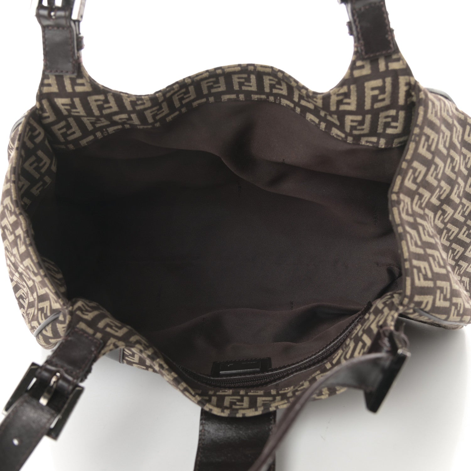 Fendi Zucchino Vitello Shoulder Bag Testa di Moro Beige 5 of 12