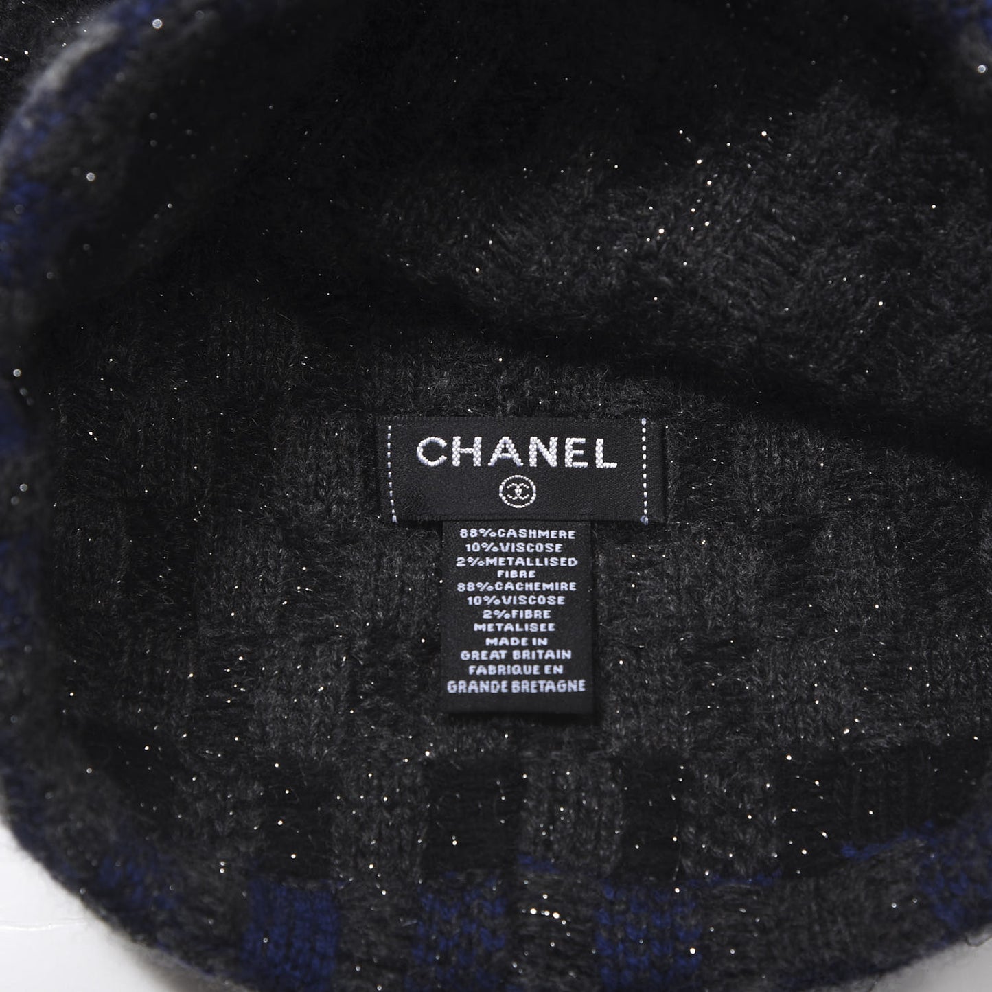 Cashmere Blend CC Beanie Hat Black Dark Blue