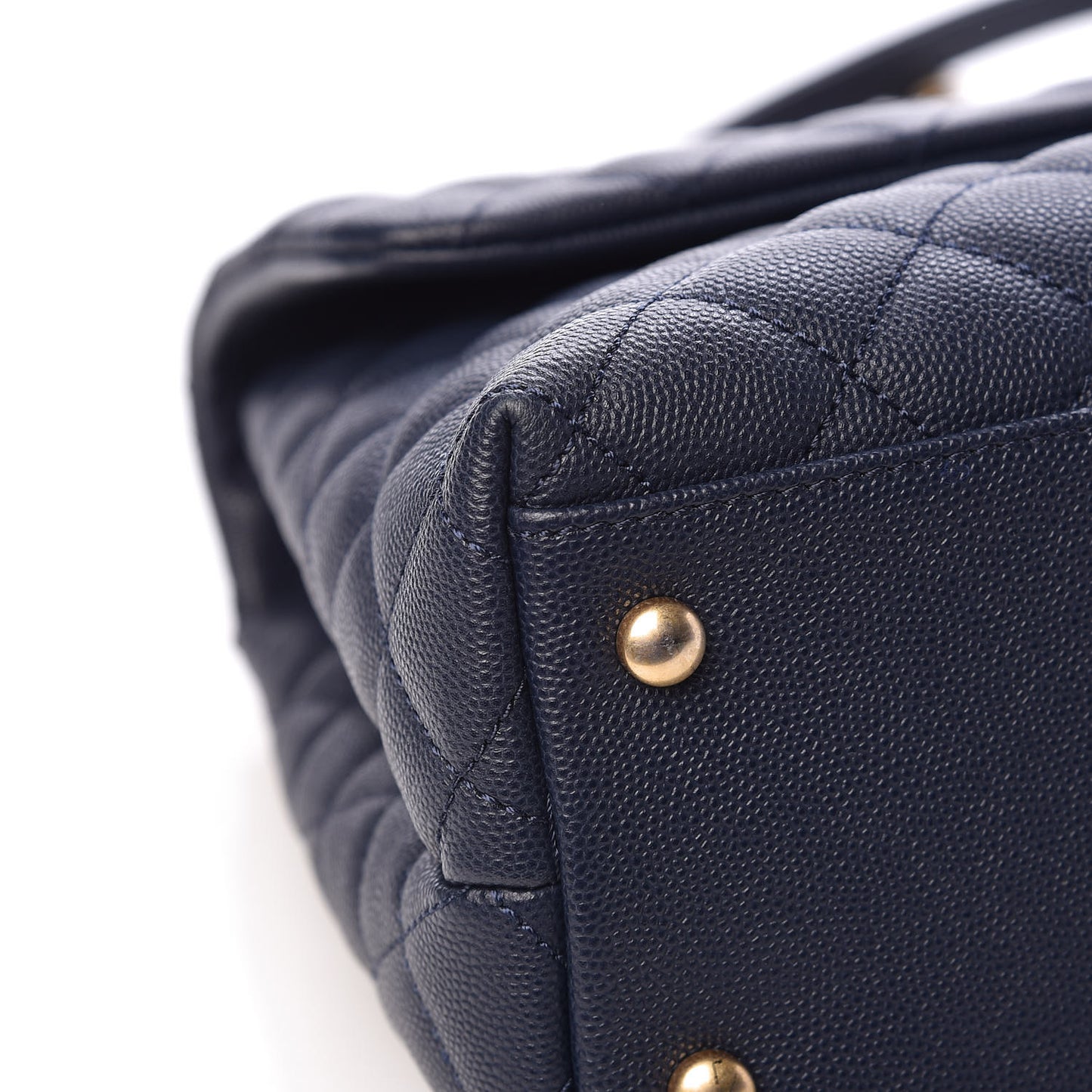 Caviar Quilted Medium Coco Handle Flap Navy Blue