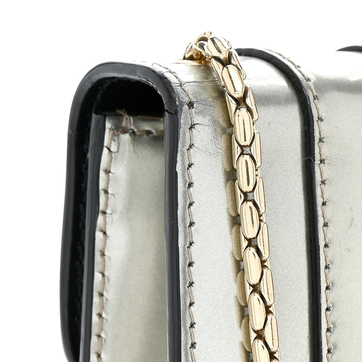 Metallic Calfskin Serpenti Forever Small Shoulder Bag Silver