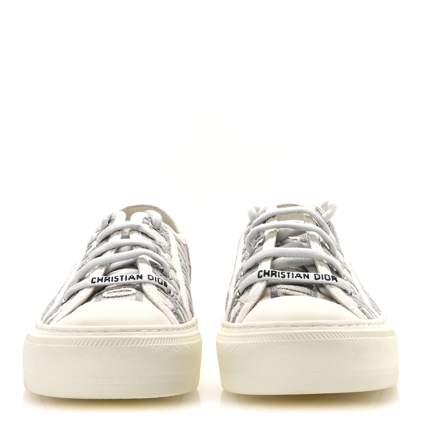 Canvas Oblique Walk'N'Dior Low Top Sneakers 37.5 Grey Stone