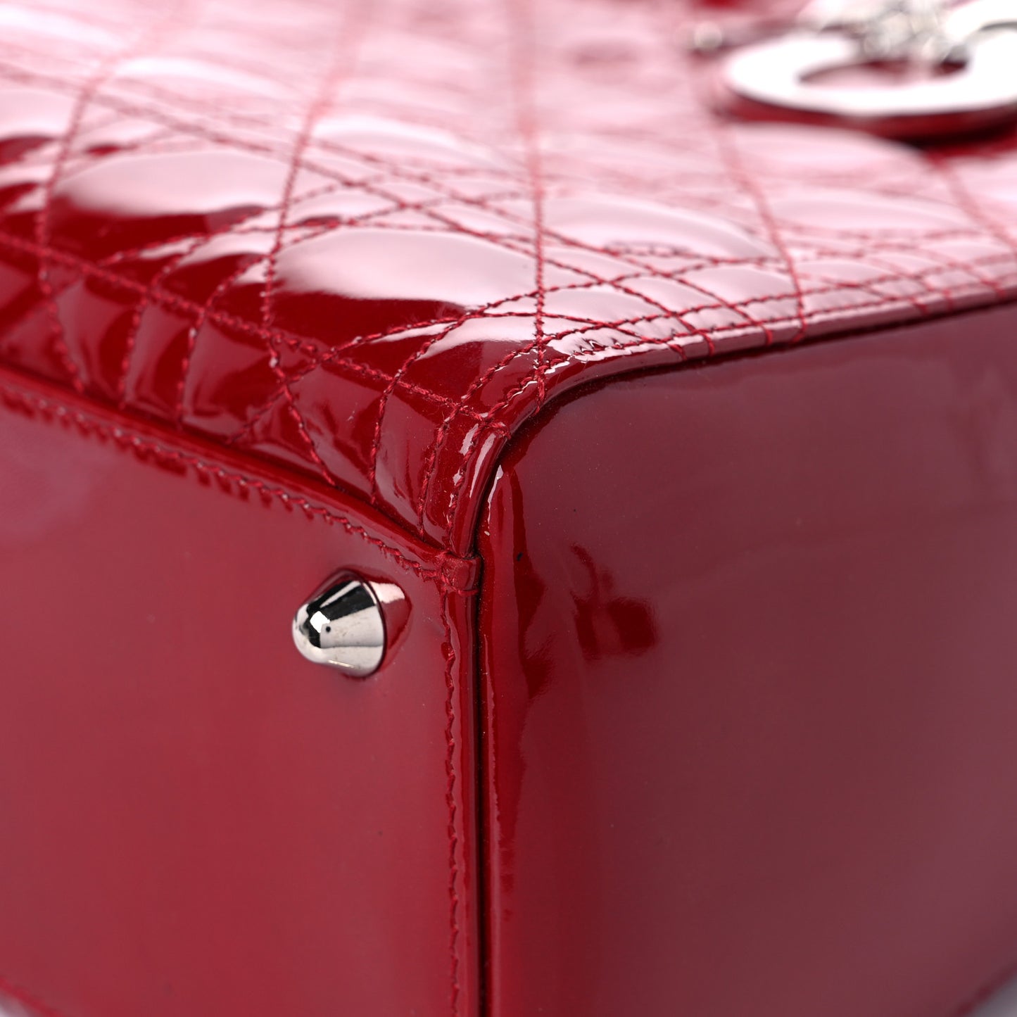 Patent Cannage Large Lady Dior Red