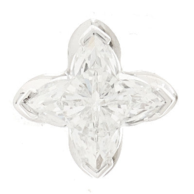 18K White Gold Diamond .35ct LV Star Cut Single Stud Earring