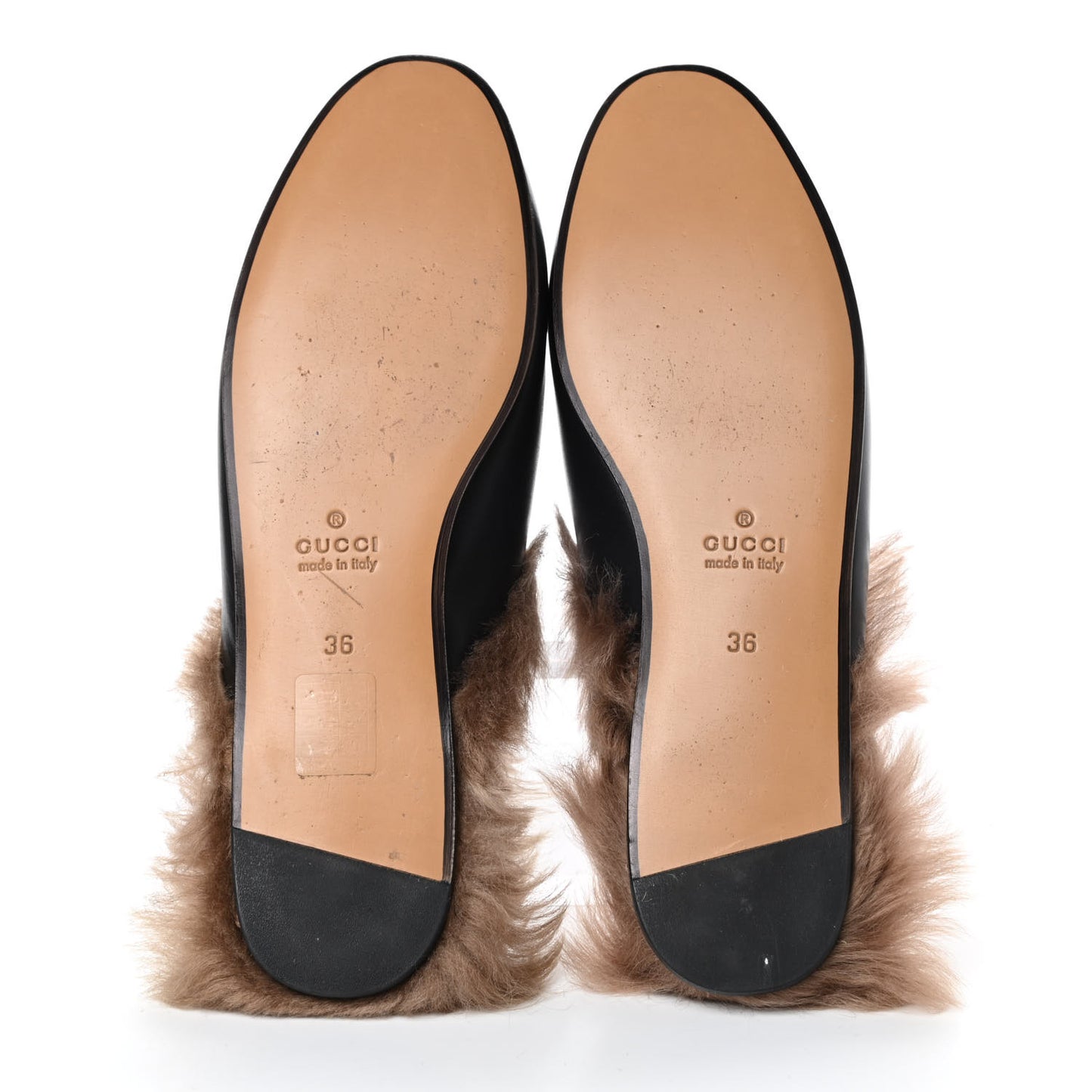 Calfskin Fur Womens Princetown Slippers 36 Black