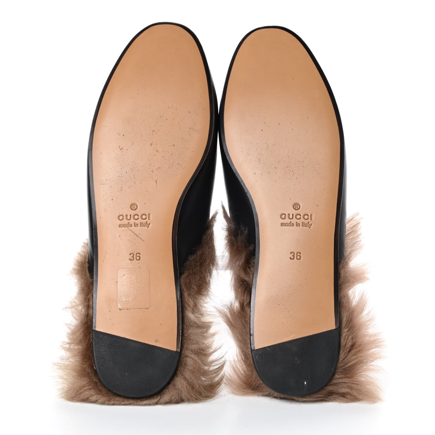 Gucci Calfskin Fur Womens Princetown Slippers 36 Black 5 of 12