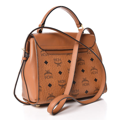 MCM Visetos Swarovski Crystal Studded Satchel Cognac 3 of 9