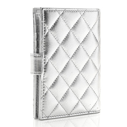 Chanel Metallic Caviar Quilted Passport Holder Silver 3 of 9