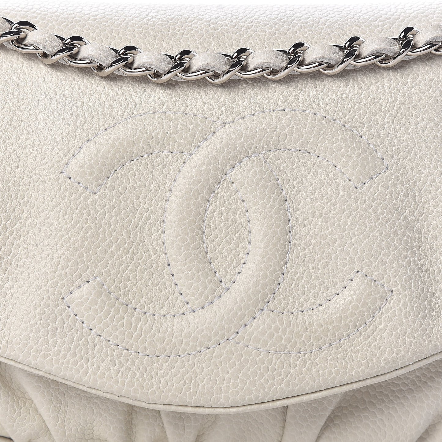 Caviar Half Moon Wallet On Chain WOC White