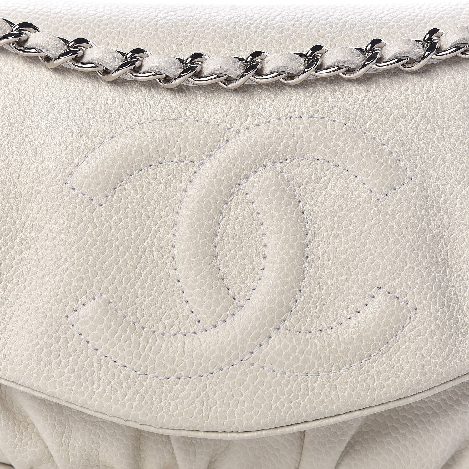 Chanel Caviar Half Moon Wallet On Chain WOC White 9 of 13