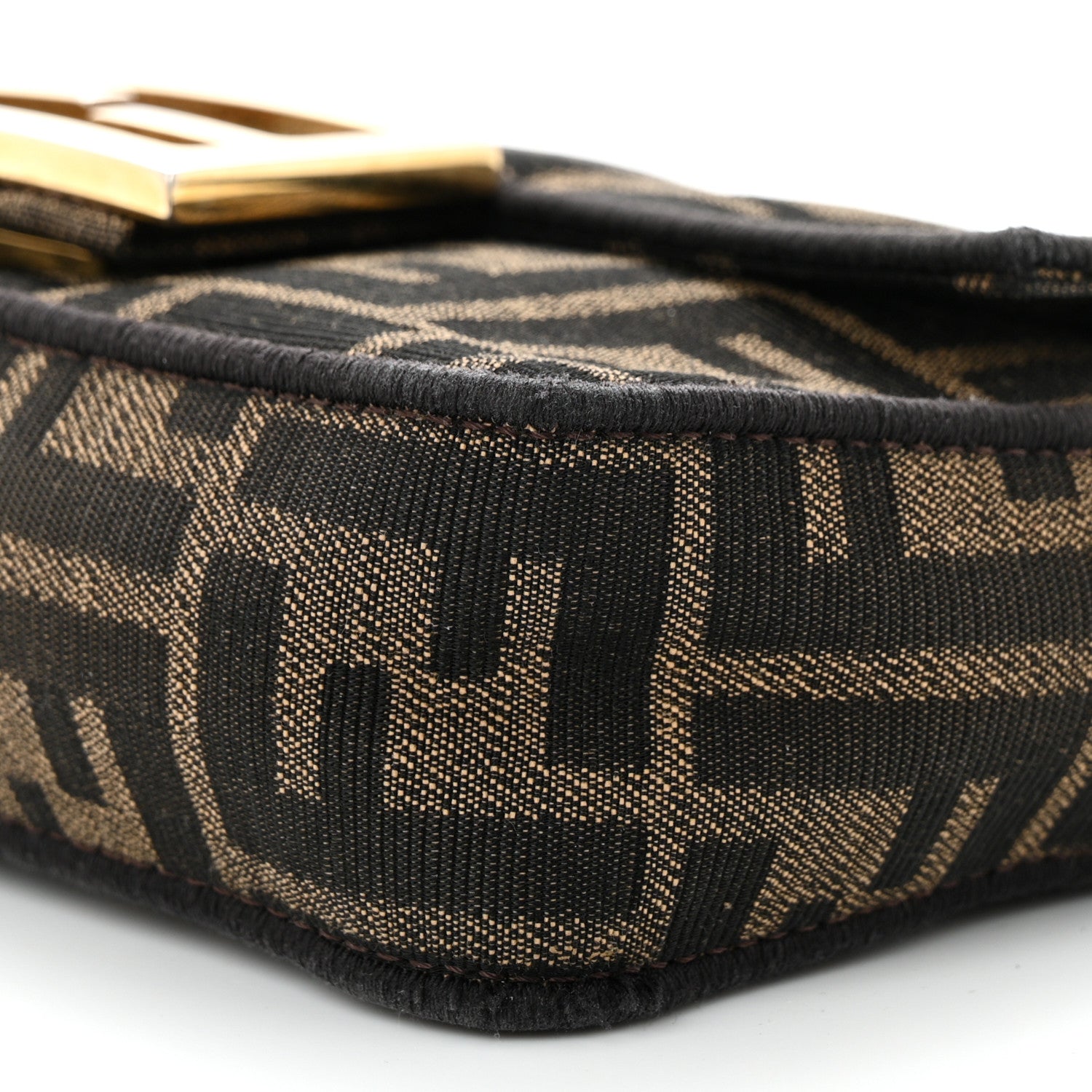 Fendi Fabric Jacquard FF 1974 Mini Baguette Tobacco Moro Black 10 of 11