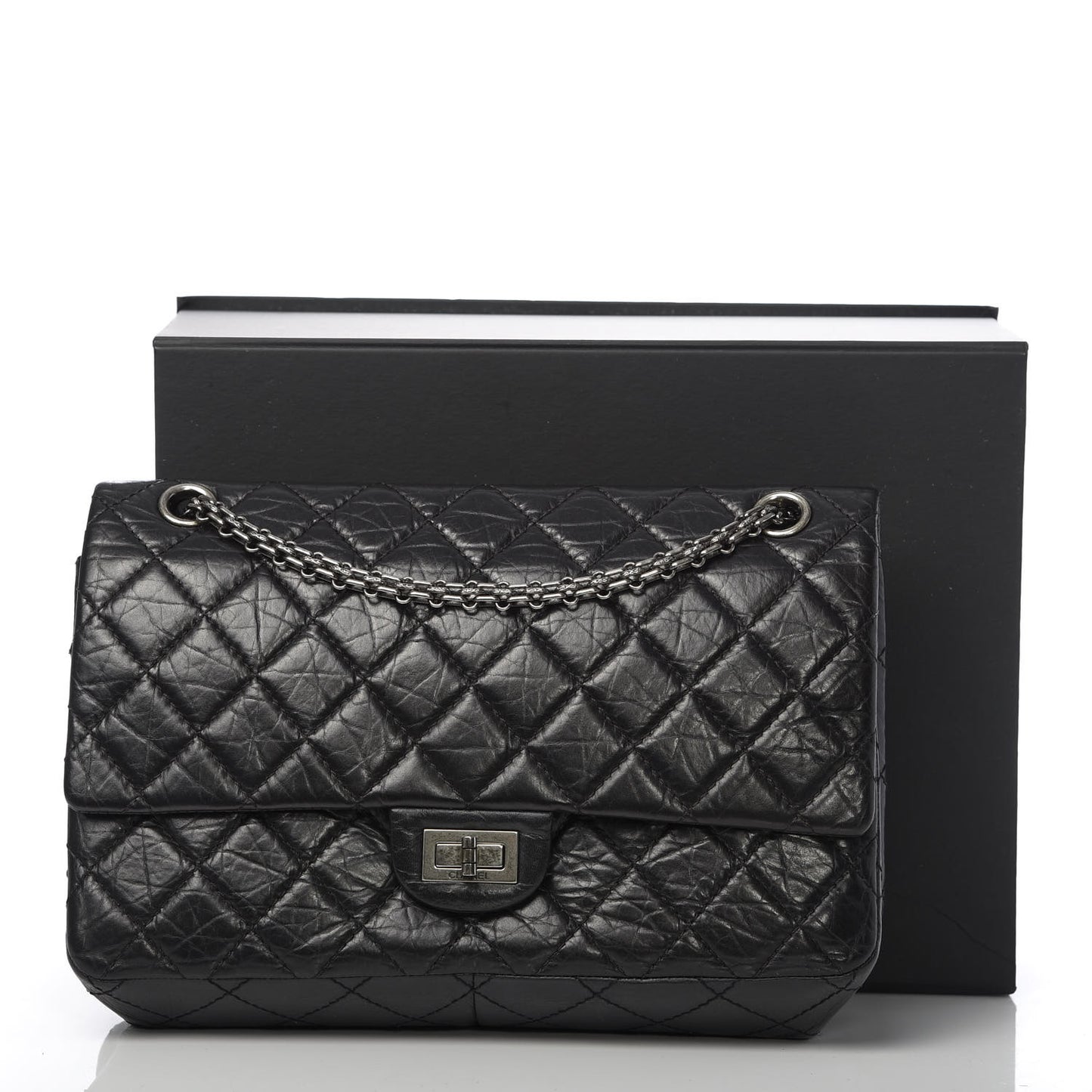 Aged Calfskin Quilted 2.55 Reissue 226 Flap Black