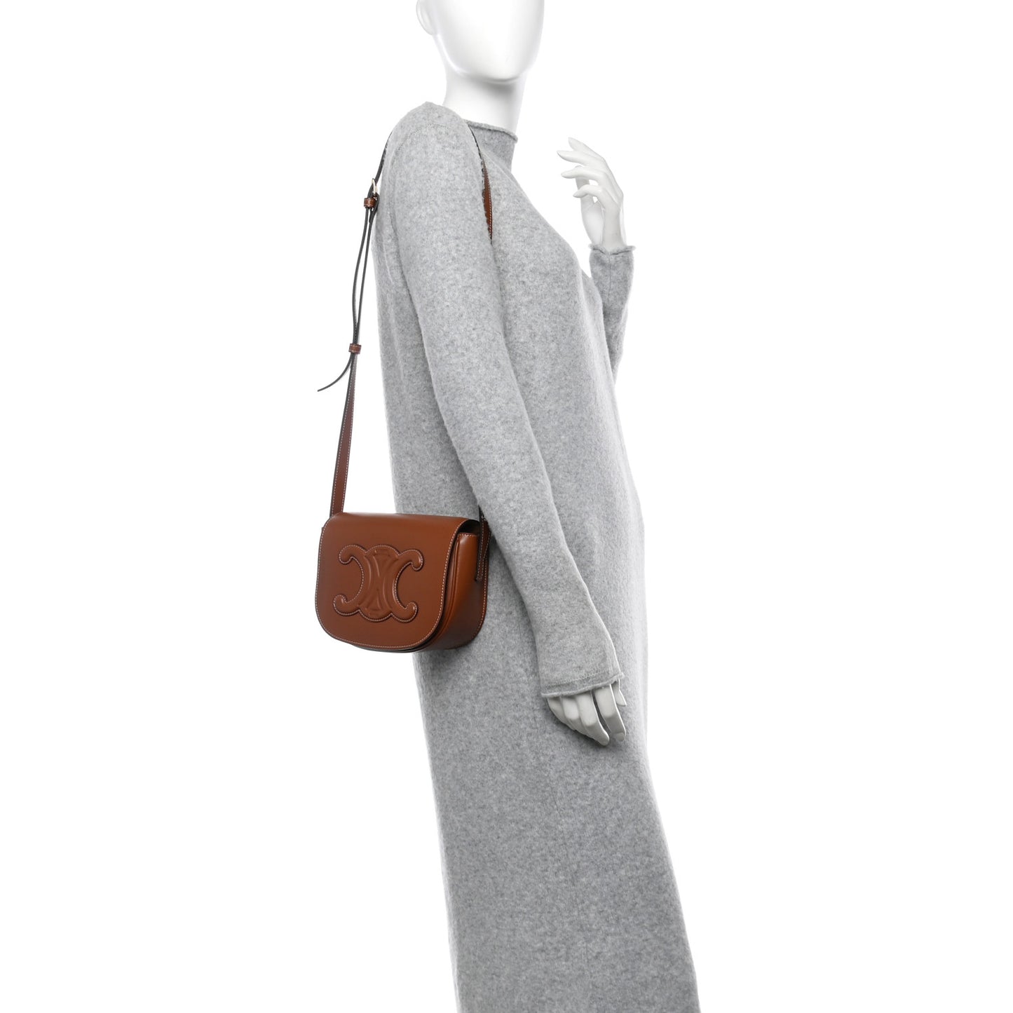 Smooth Calfskin Cuir Triomphe Folco Crossbody Bag Tan